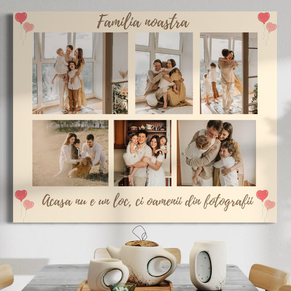 Personalisierte Leinwandbilder mit 6 Familienfotos " Zuhause ist kein Ort, sondern die Menschen auf den Fotos", PS106