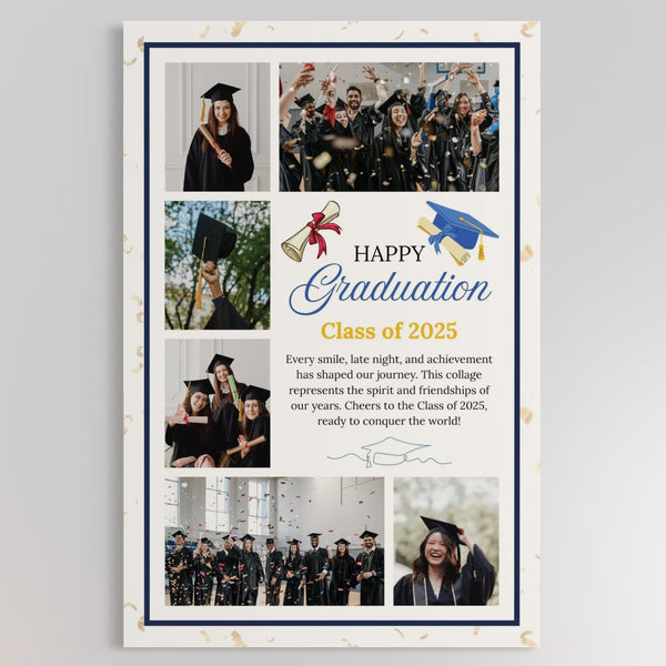 Tablou Canvas Personalizat cu 6 Poze Pentru Absolvire "Happy Graduation", PS194