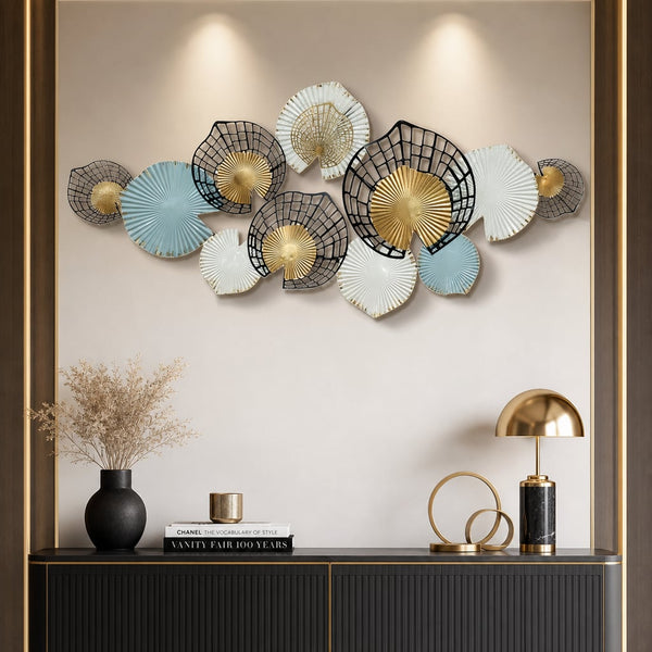 Metallwanddekoration LuxCanva® Metallschatten A2306, aus Metall, Schwarz, Gold, Weiß, Grau, Weiß, Grau, Gold, Großformat 140 x 61 cm