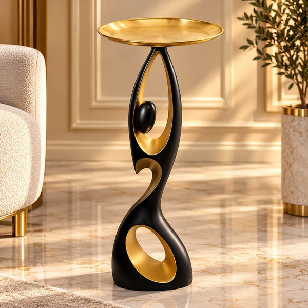 Suport Decorativ de Podea LuxCanva® Character Floor Stand, Tava Aurie, Inaltime 70 cm