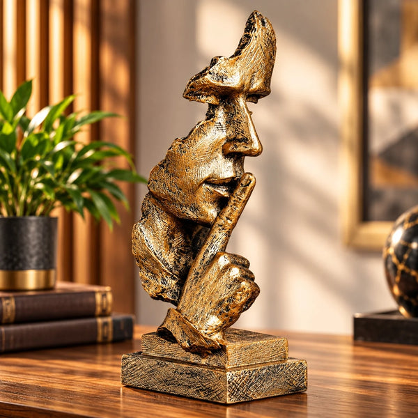 Statueta Decorativa LuxCanva® Silent Men, Chip Uman Abstract, Auriu, 26.5 cm