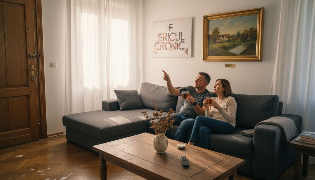 Un cuplu analizează diferențele dintre tablourile pe pânză și picturile clasice, încercând să decidă care stil li se potrivește mai bine.