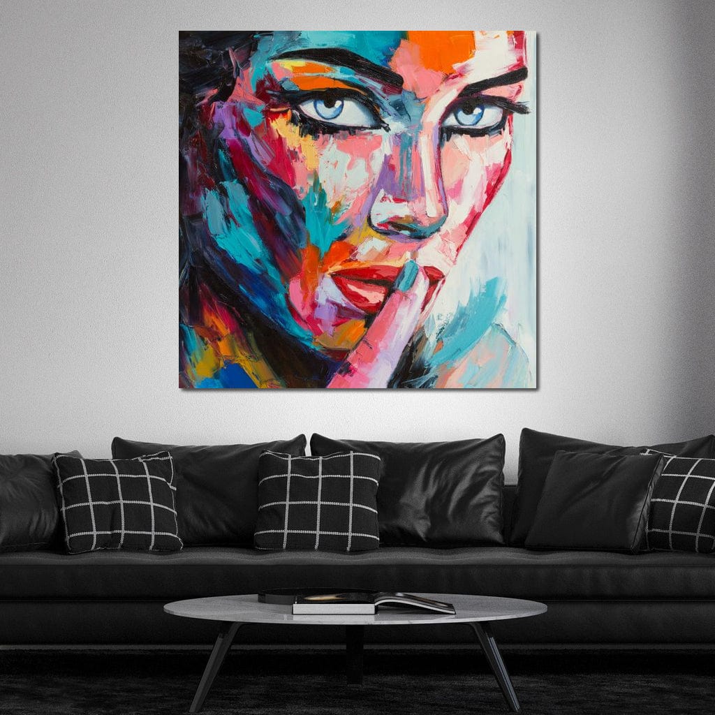 Tablou Canvas Premium LuxCanva® GL1067, Tacerea Vorbeste , Privire, Misterioasa, Tacere, Ochi, Soapta, Patrunzatoare, Cromatic, Living, Dormitor