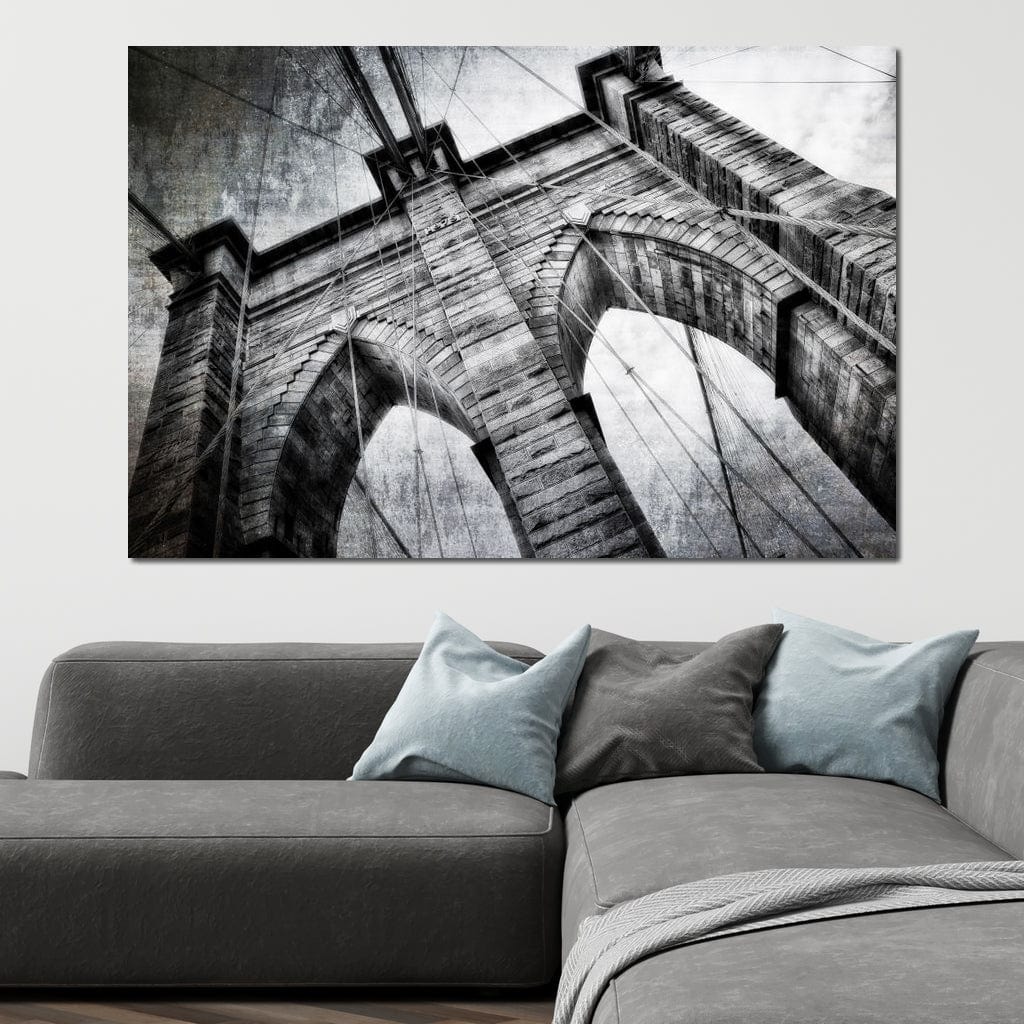 Tablou Canvas Premium, LuxCanva® O1041, Podul Brooklyn, New York, Arhitectura, Iconic, Pod, Infinit, Industrial, Urban, Atemporal, Stabilitate, Rezistenta, Maretie, Vis, Birou, Living, Dormitor