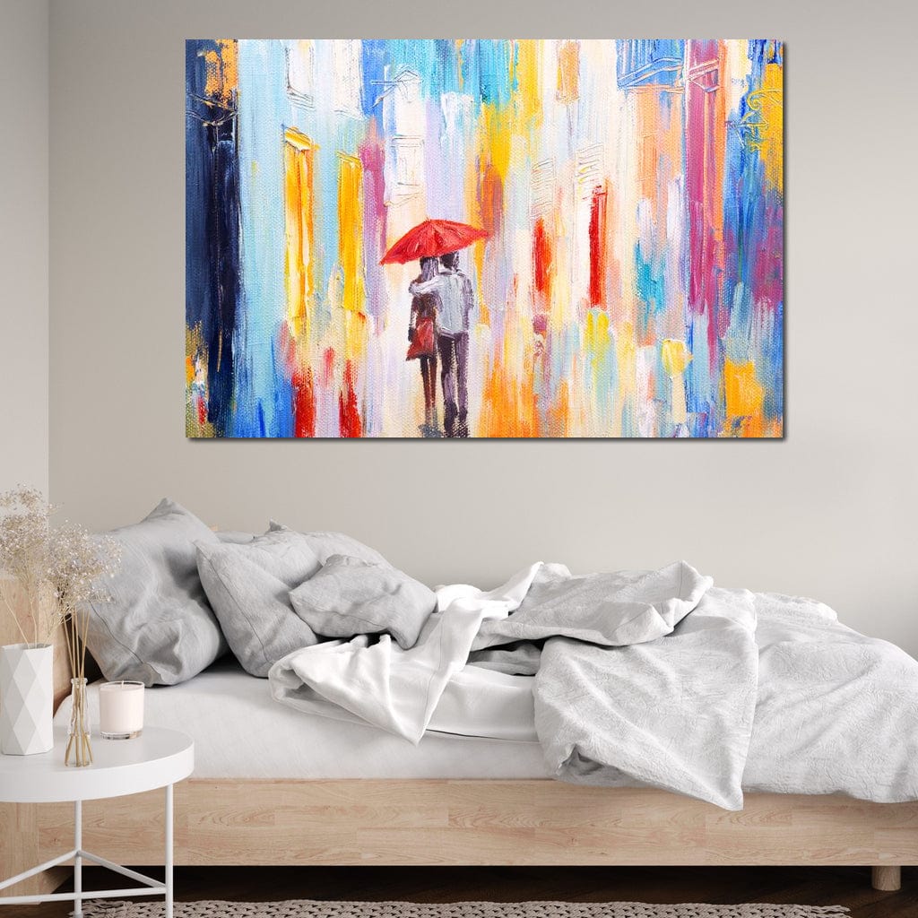 Tablou Canvas Premium LuxCanva® E1035, Ploaie Romantica, Colorit, Ploaie, Imbratisare, Armonie, Comunicare, Living Room, Culori vibrante