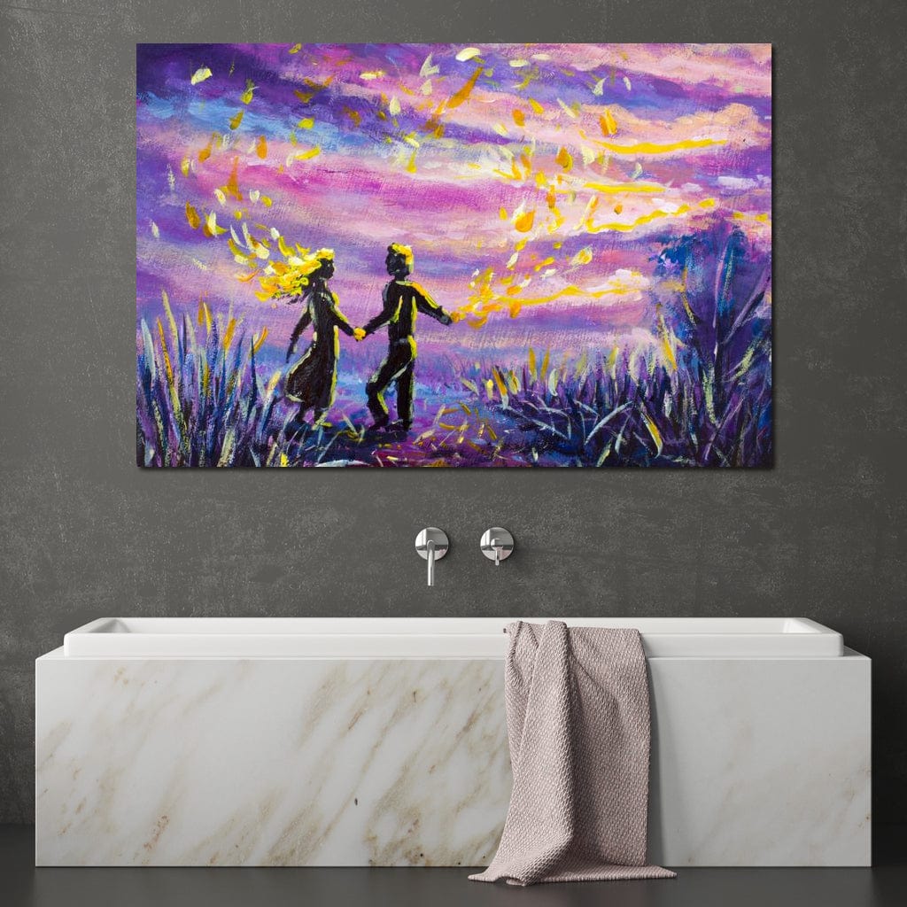 Tablou Canvas Premium LuxCanva® E1032, Mana in Mana Spre Infinit, Magie, Visare, Eternitate, Lila, Cuplu, Living Room, Culori vibrante