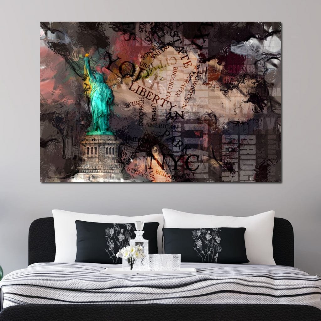 Tablou Canvas Premium, LuxCanva® O1046, Simboluri Americane, Statuie, Libertate, Visare, Manhattan, Abstract, Expresiv, Eclectic, Cosmopolit, Arta, Progres, Independenta, Birou, Living, Dormitor