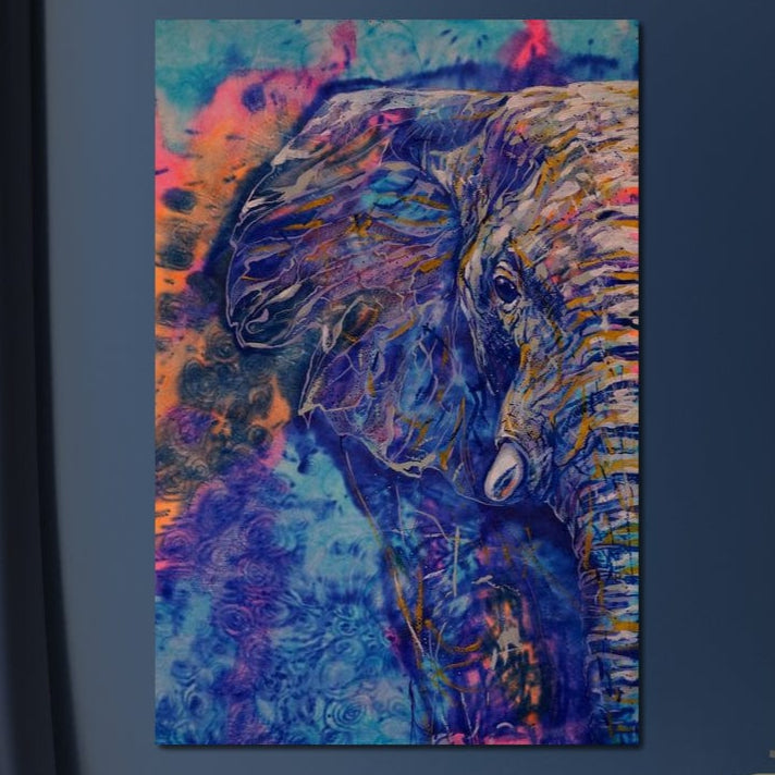 Tablou Canvas Premium, LuxCanva® M1315, Gigantul din Nebuloasa, Abstract, Multicolor, Culori Vibrante, Arta Moderna, Texturat, Elefant, Profil, Fantezie, Birou, Living, Camera Copil