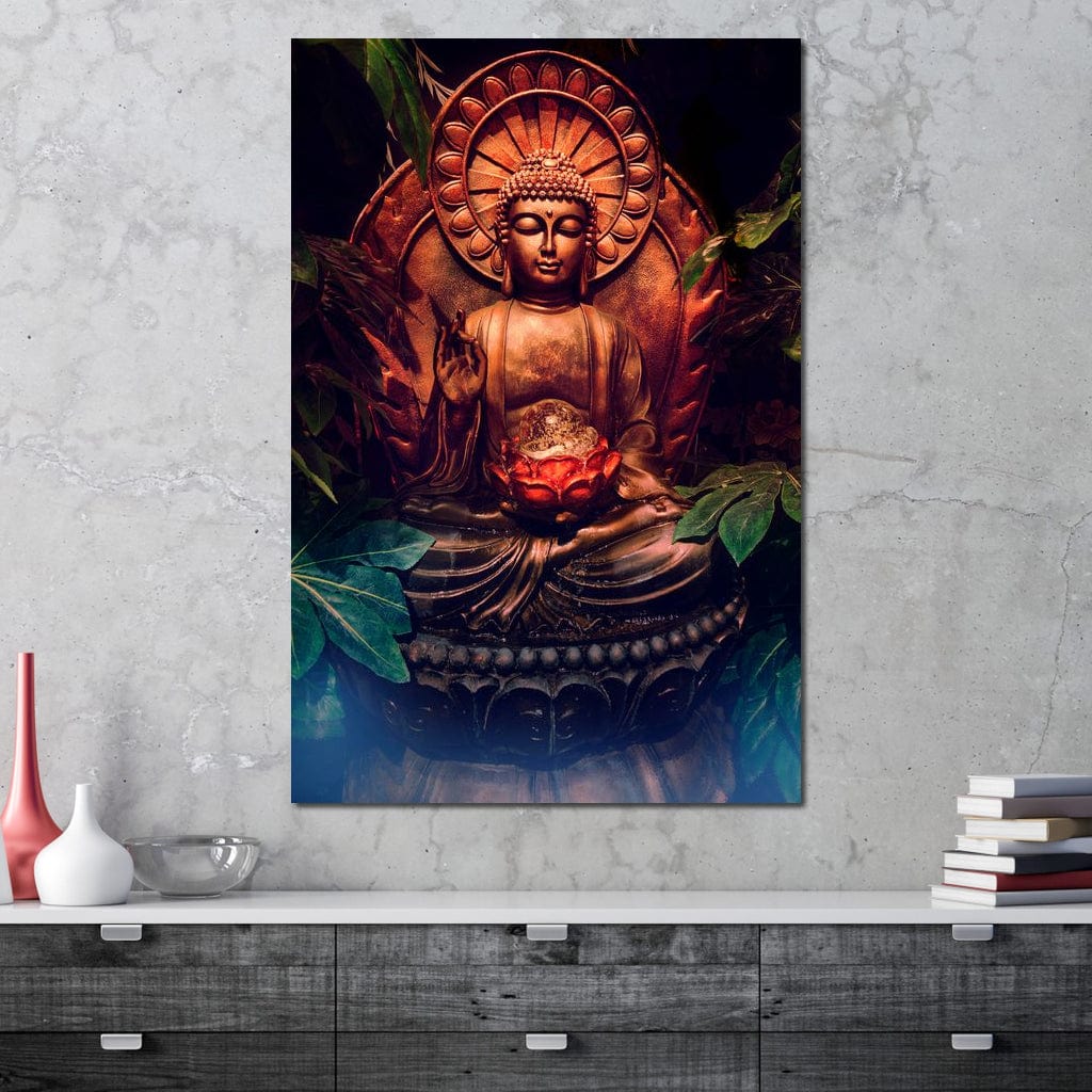 Tablou Canvas Premium LuxCanva® I114, Esenta Meditatiei, Buddha, Zen, Iluminare, Pace Interioara, Spiritualitate, Lotus, Meditatie, Armonie, Liniste, Aura
