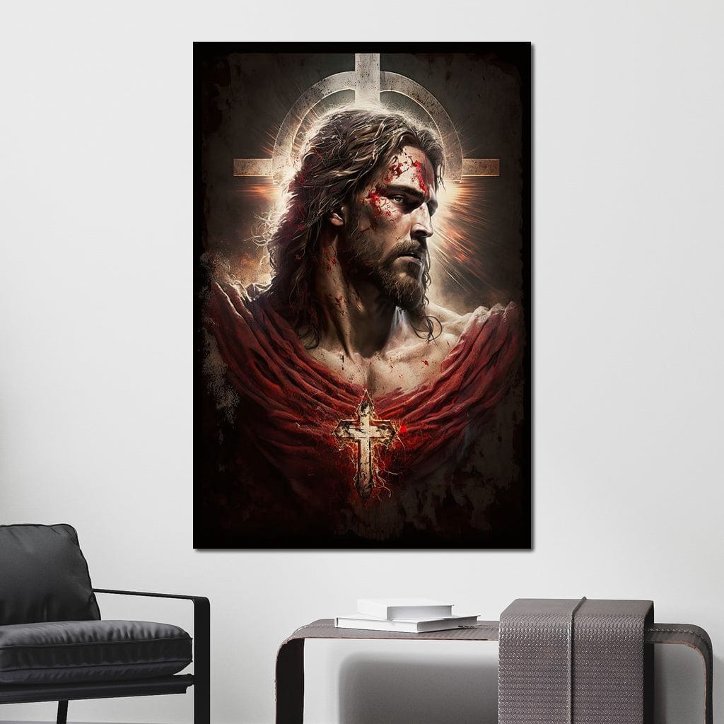 Tablou Canvas Premium LuxCanva® H1033, Jertfa Divina, Iisus, Credinta, Sacrificiu, Mantuire, Suferinta si Speranta, Martiriu, Biruinta, Arta Religioasa, Living, Dormitor