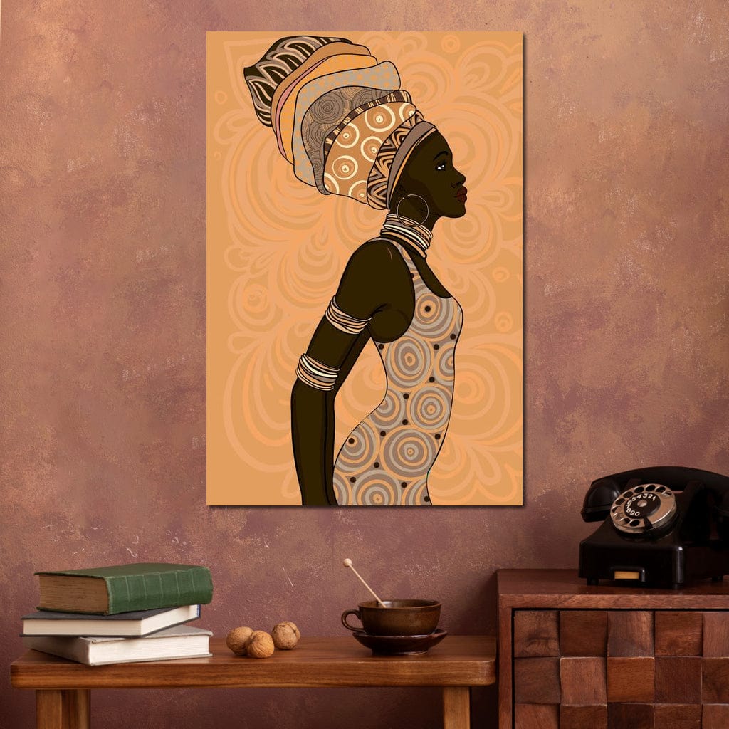 Tablou Canvas Premium, LuxCanva® G1074, Traditie si Modernitate, Africa, Continent, Feminitate, Exotic, Turban, Gratie, Soare, Bratari, Living, Dormitor