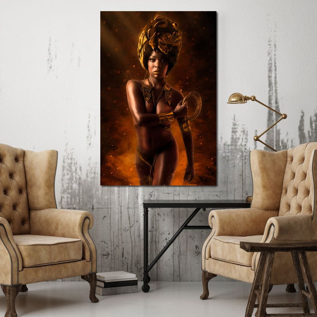 Tablou Canvas Premium, LuxCanva® G1206, Eterna Zeitate, Foc, Ritual, Forta, Turban, Mistic, Sacru, Aur, Incandescent Origine, Cultura, Ceremonie, Regalitate, Cosmic, Birou, Living, Dormitor