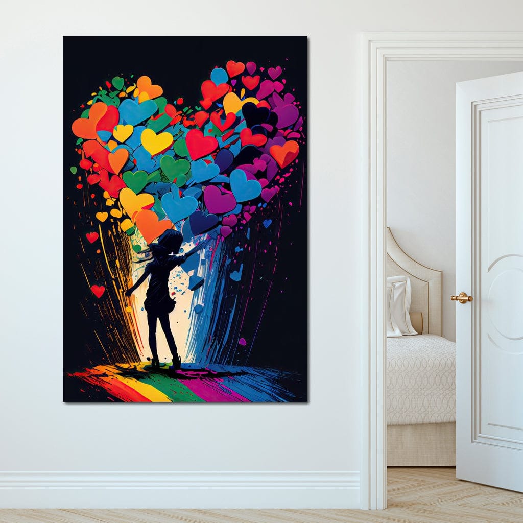 Tablou Canvas Premium LuxCanva® E1023, Puterea Iubirii, Tineresc, Curcubeu, Expresie, Armonie, Creativ, Living Room, Culori vibrante