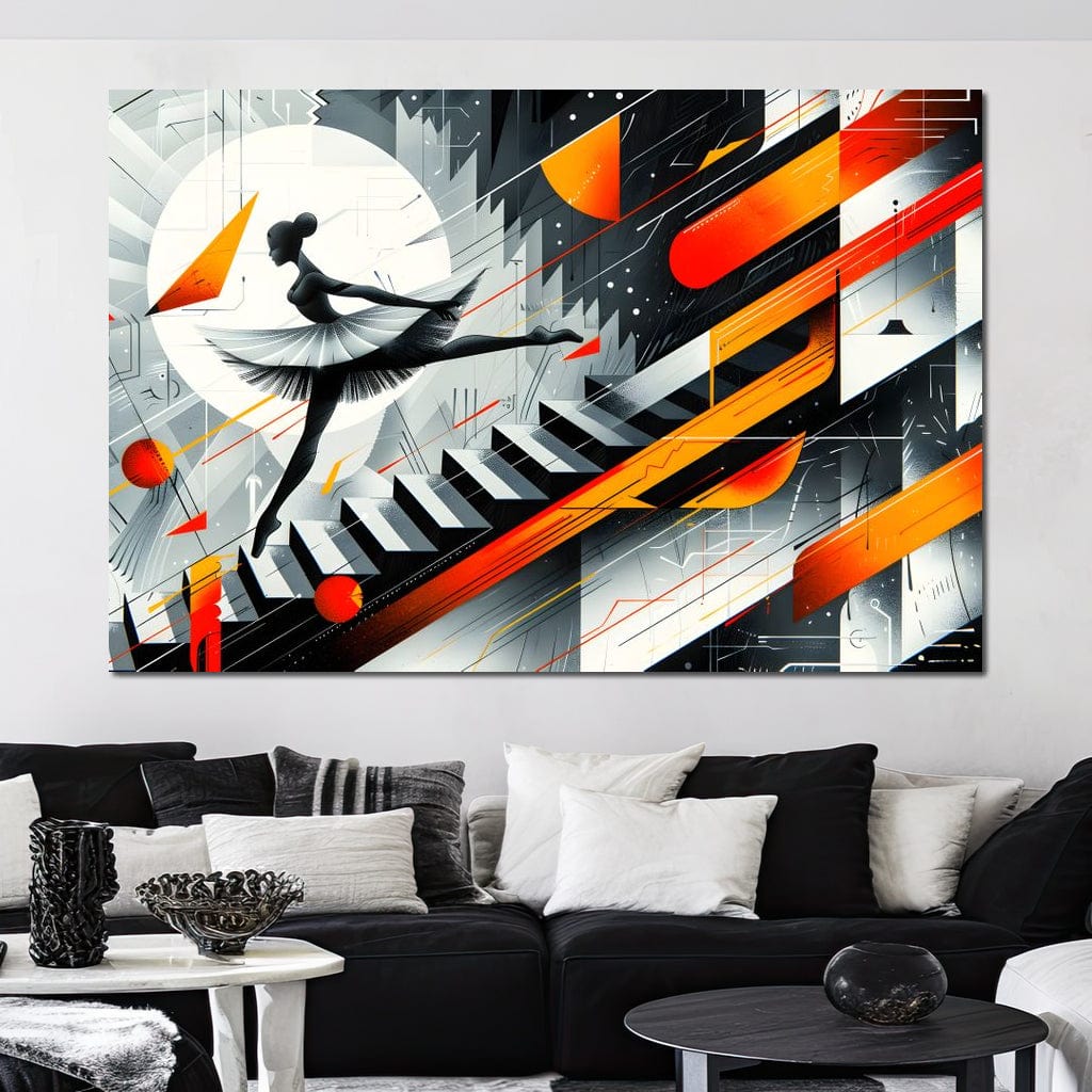 Tablou Canvas Premium, LuxCanva® G1115, Balet in Cosmos, Clape, Balerina, Ritm, Zbor, Simfonie, Vizual, Gratie, Scari, Univers, Living, Dormitor