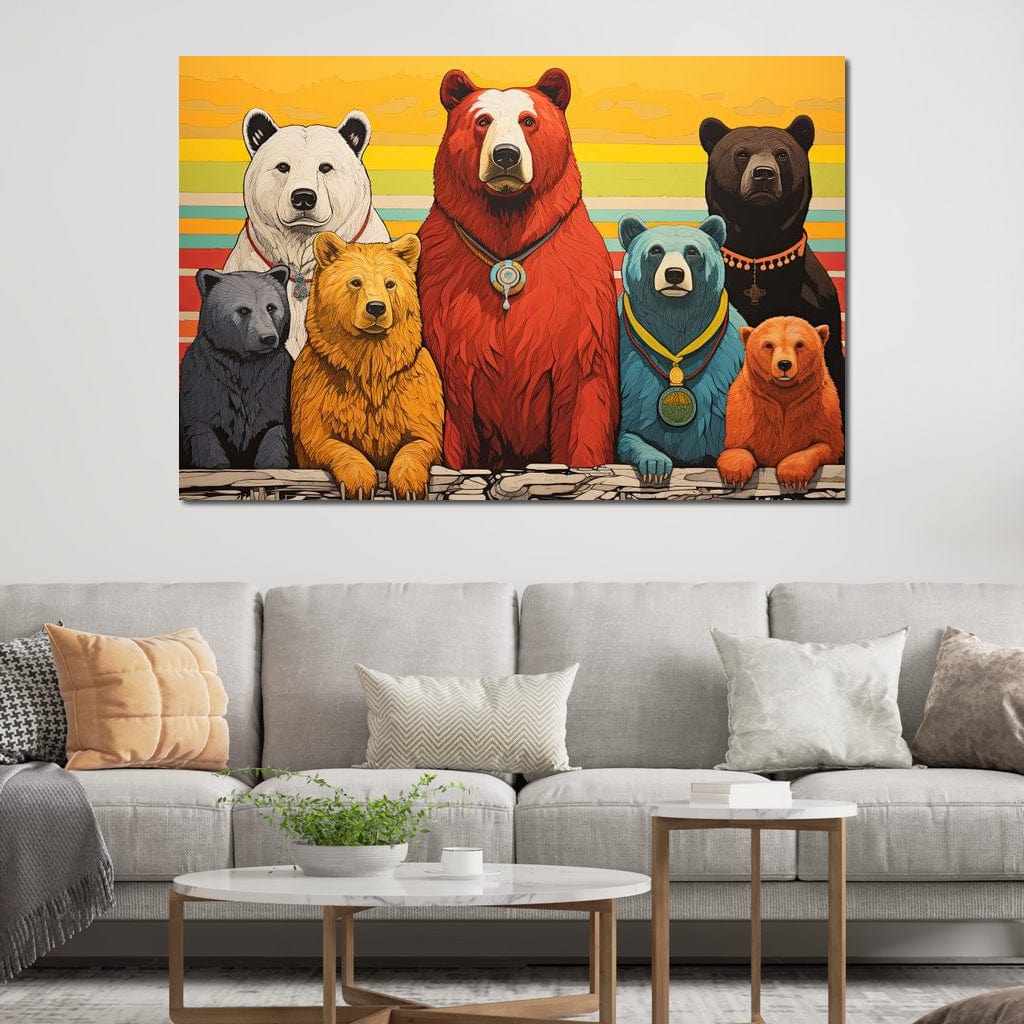 Tablou Canvas Premium, LuxCanva® K1008, Ursii Campioni, Medalii, Club, Atitudine, Echipa, Eroi, Prietenie, Concurs, Castigatori, Curaj, Animale, Poveste, Team, Camera Copii