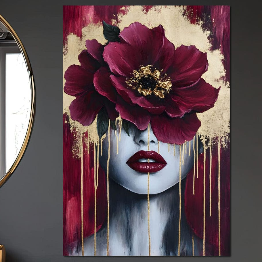 Tablou Canvas Premium, LuxCanva® G1139, Chipul Ascuns, Timiditate, Mov, Violet, Buze, Rafinament, Artistic, Lux, Pasiune, Noblete, Regina, Unicitate, Glamour, Birou, Living