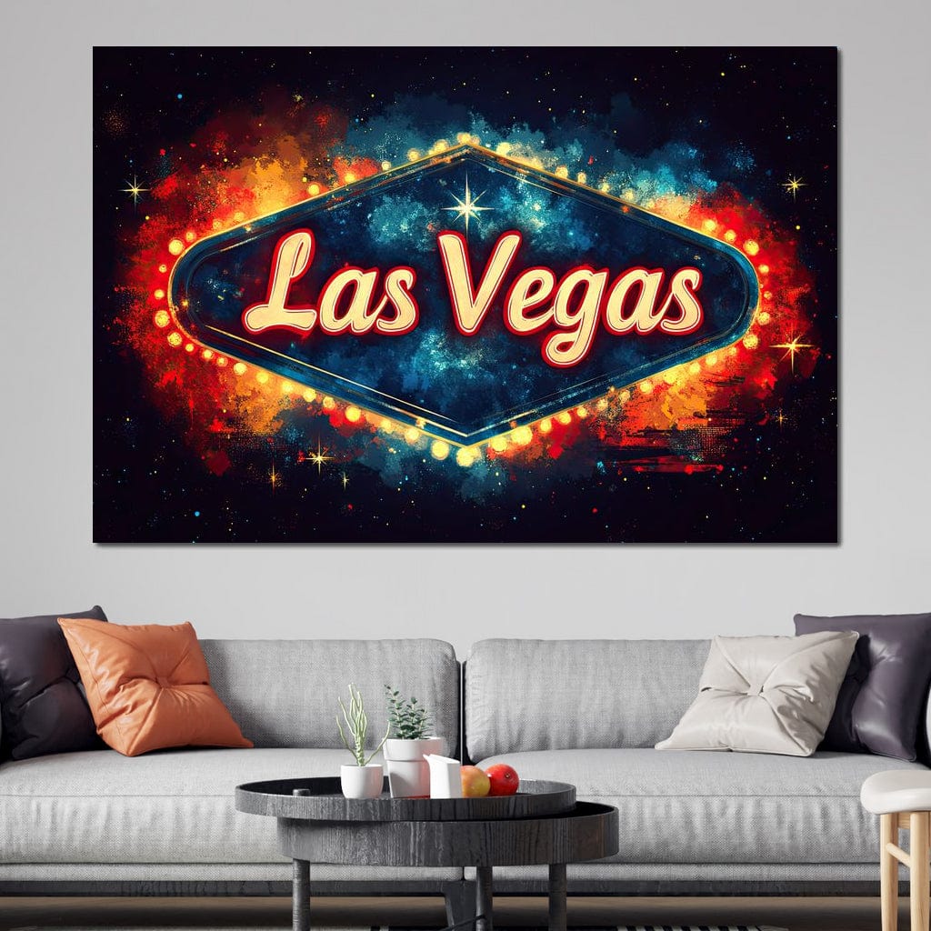 Tablou Canvas Premium LuxCanva® F1014, Viva Las Vegas , Exuberanta, Lux, Cazino, Spectacol, Adrenalina, Living, Birou, Culori vibrante