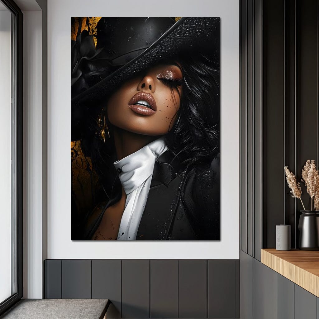 Tablou Canvas Premium, LuxCanva® G1198, Seductie in Frac, Lady, Noir, Joben, Tuxedo, Catifea, Jazz, Senzual, Sofisticat, Teatru, Cinema, Rafinament, Dorina, Pasiune, Birou, Living, Dormitor