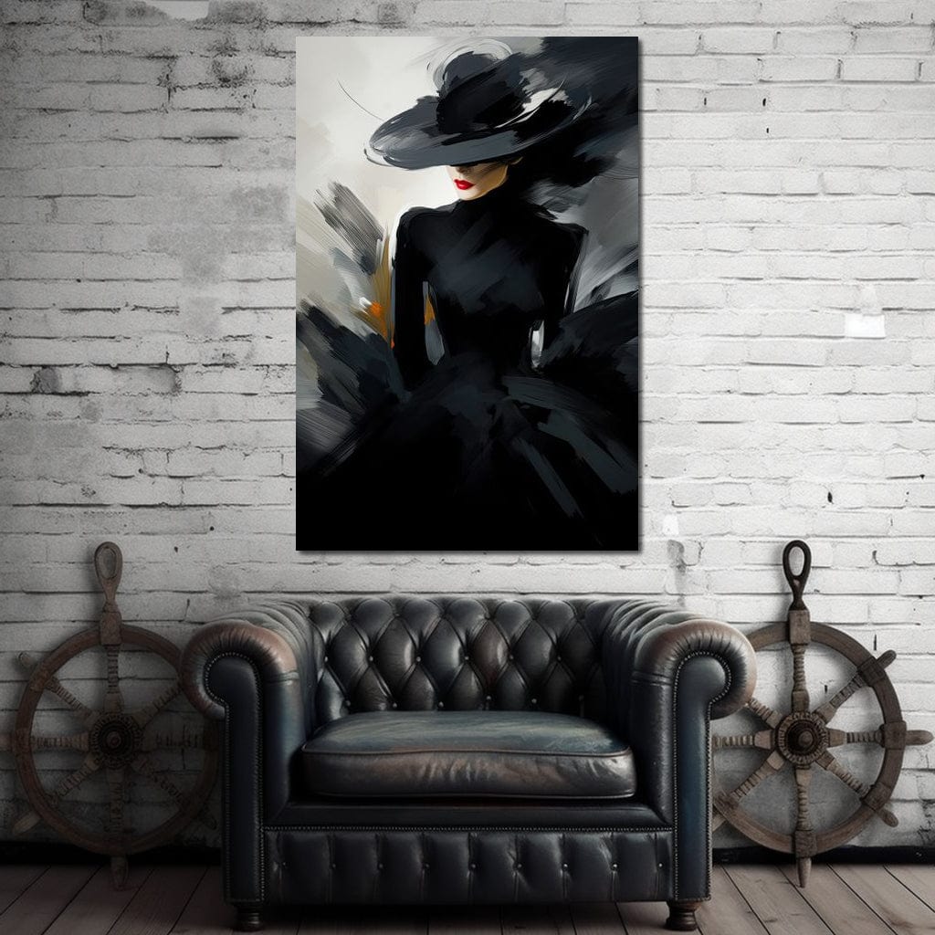 Tablou Canvas Premium LuxCanva® GV1052, Fascinatia Necunoscutului, Negru, Putere, Mister, Enigma, Moda, Seductie, Glamour, Living, Dormitor