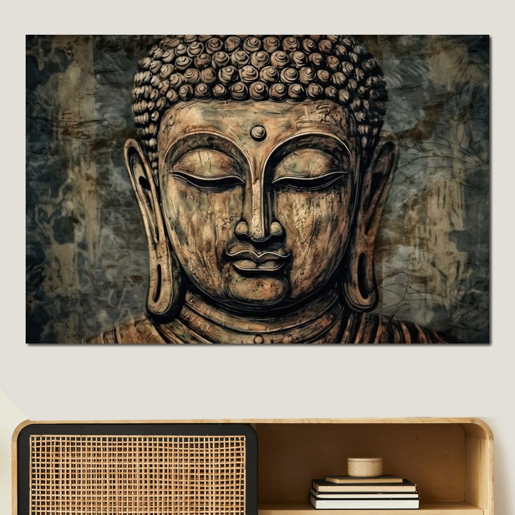 Tablou Canvas Premium LuxCanva® I142, Calm Interior, Buddha, Zen, Echilibru, Meditatie, Spiritualitate, Contemplare, Armonie, Traditie, Reflexie, Living, Dormitor