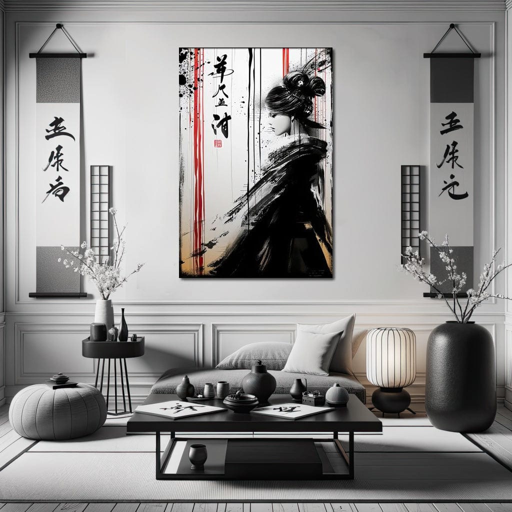 Tablou Canvas Premium LuxCanva® G1061, Aleasa Samuraului , Gheisa, Eterna, Litere, Japoneze, Tus, Negru, Sotie, Zen, Umbra, Living, Dormitor