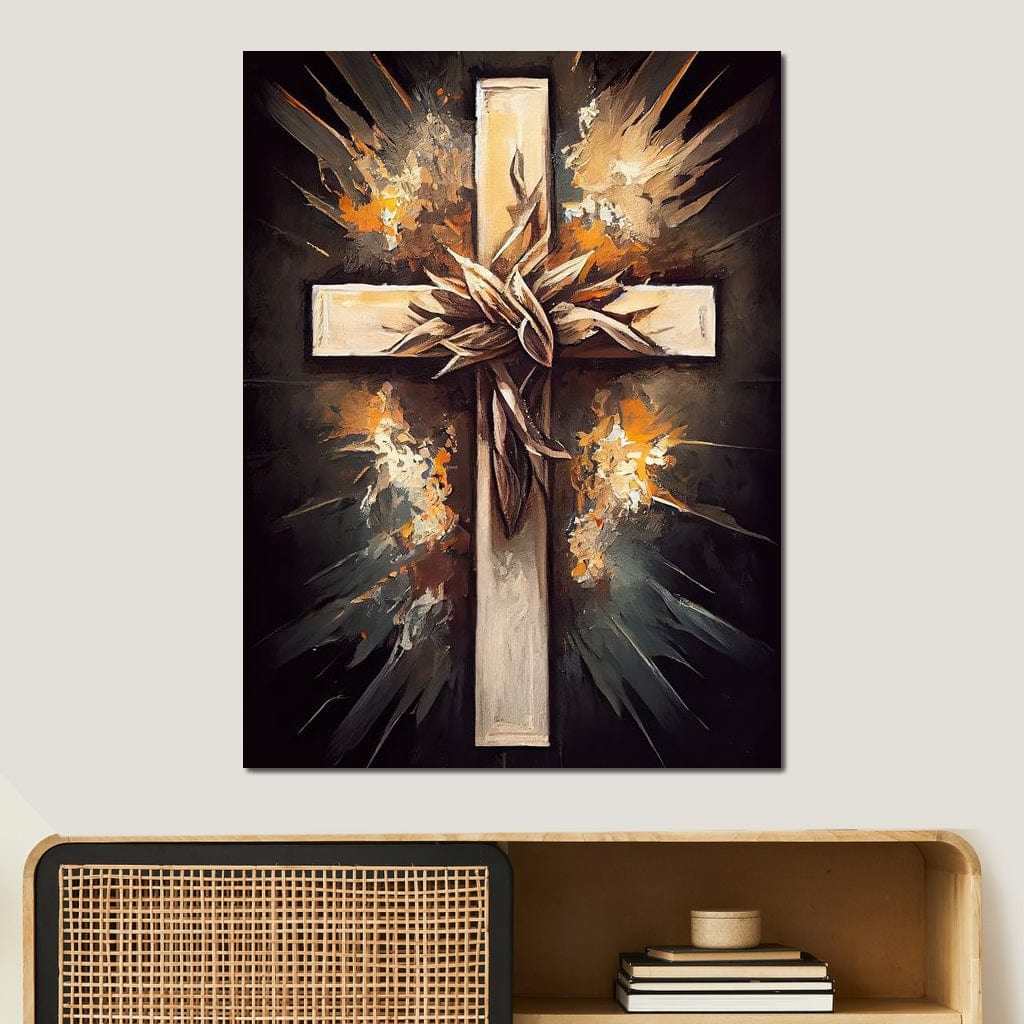 Tablou Canvas Premium LuxCanva® H1029 Ecoul Sacru al Jerfei , Coroana, Spini, Sacrificiu, Divin, Mantuire, Biblic, Jertfa, Cruce, Living, Dormitor