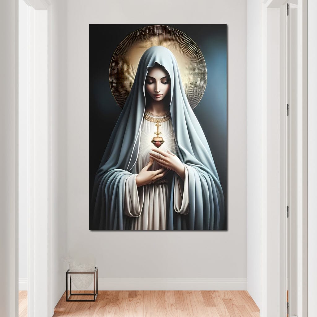 Tablou Canvas Premium LuxCanva® H1039, In Bratele Credintei, Fecioara Maria, Rugaciune, Lumina, Credinta, Pace, Har, Blandete, Divin, Arta Religioasa, Living, Dormitor