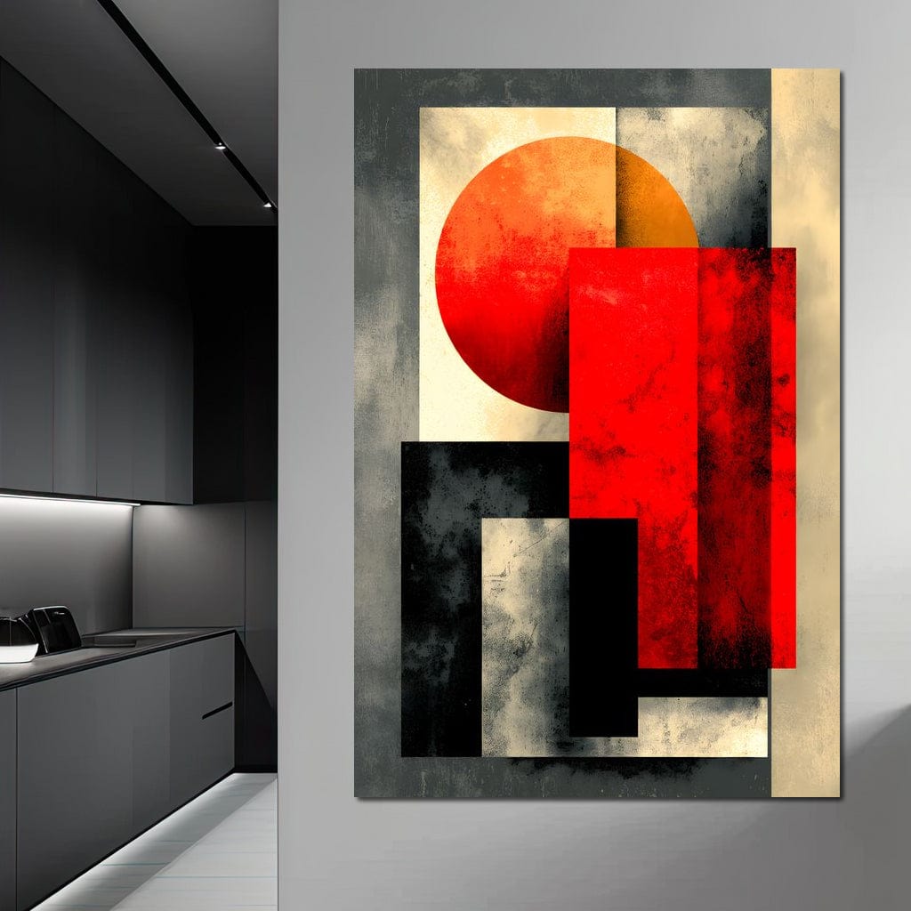 Tablou Canvas Premium, LuxCanva® J1030, Granite Arse, Cladire, Soare, Ziduri, Solar, Constructie, Rosu, Negru, Impact, Abstract, Artist, Arhitectura, Living, Dormitor