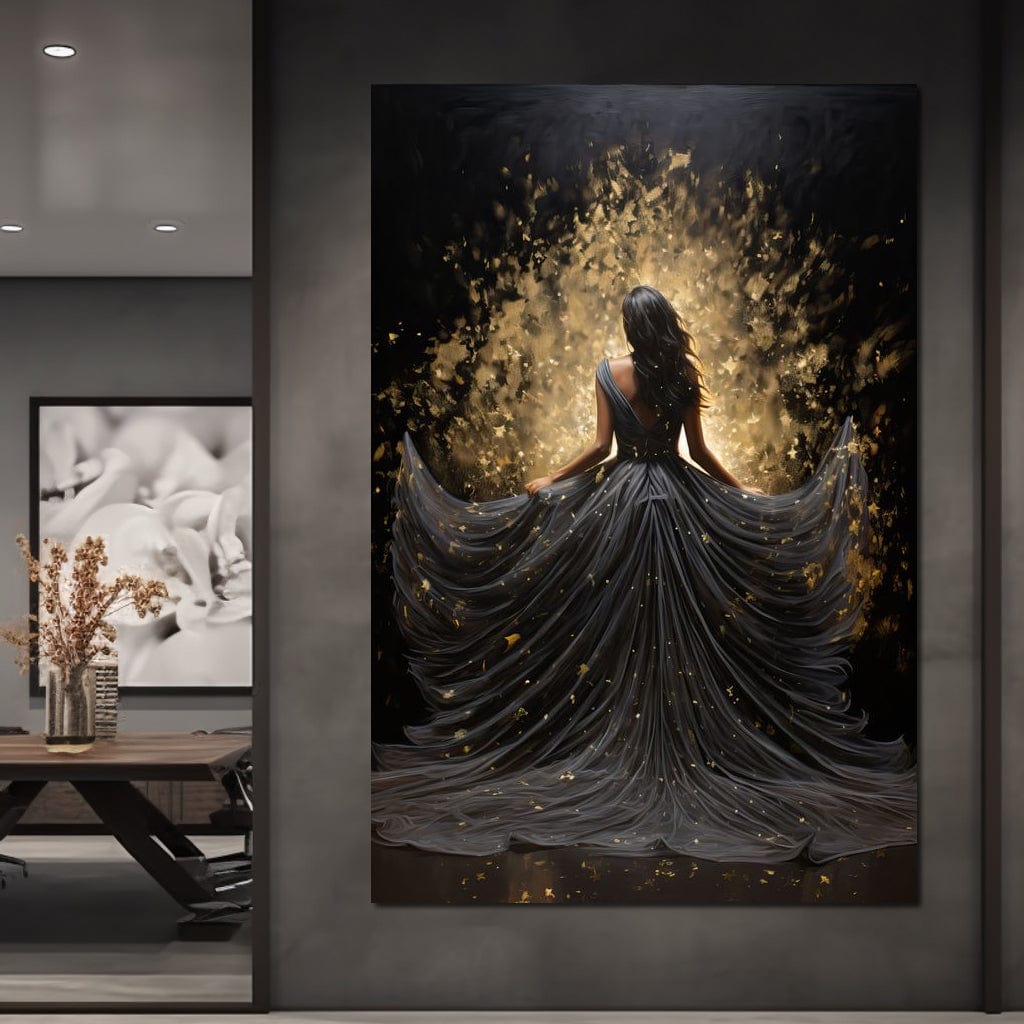 Tablou Canvas Premium LuxCanva® G1027, Magia din Intuneric , Stralucire, Magie, Rochie, Basm, Feminitate, Mister, Silueta, Living, Dormitor