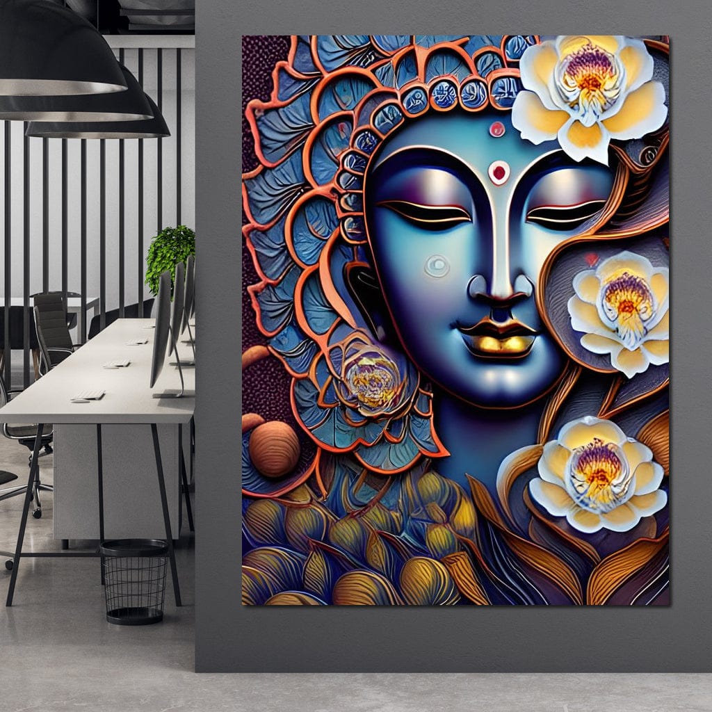 Tablou Canvas Premium LuxCanva® I120, Inflorirea Spiritului, Buddha, Zen, Iluminare, Pace Interioara, Spiritualitate, Armonie, Meditatie, Flori, Lotus, Urna, Living, Dormitor