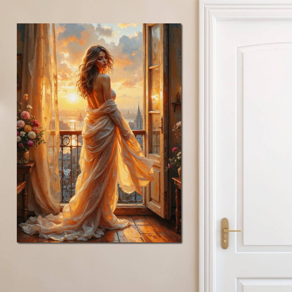 Tablou Canvas Premium, LuxCanva® G1240, Sclipiri de Dor,  Rasarit, Raza, Seara, Melancolie, Fragil, Frumusete, Vraja, Hipnotic, Diafan, Senzualitate, Emotie, Decoratiune, Zeita, Salon, Living, Dormitor