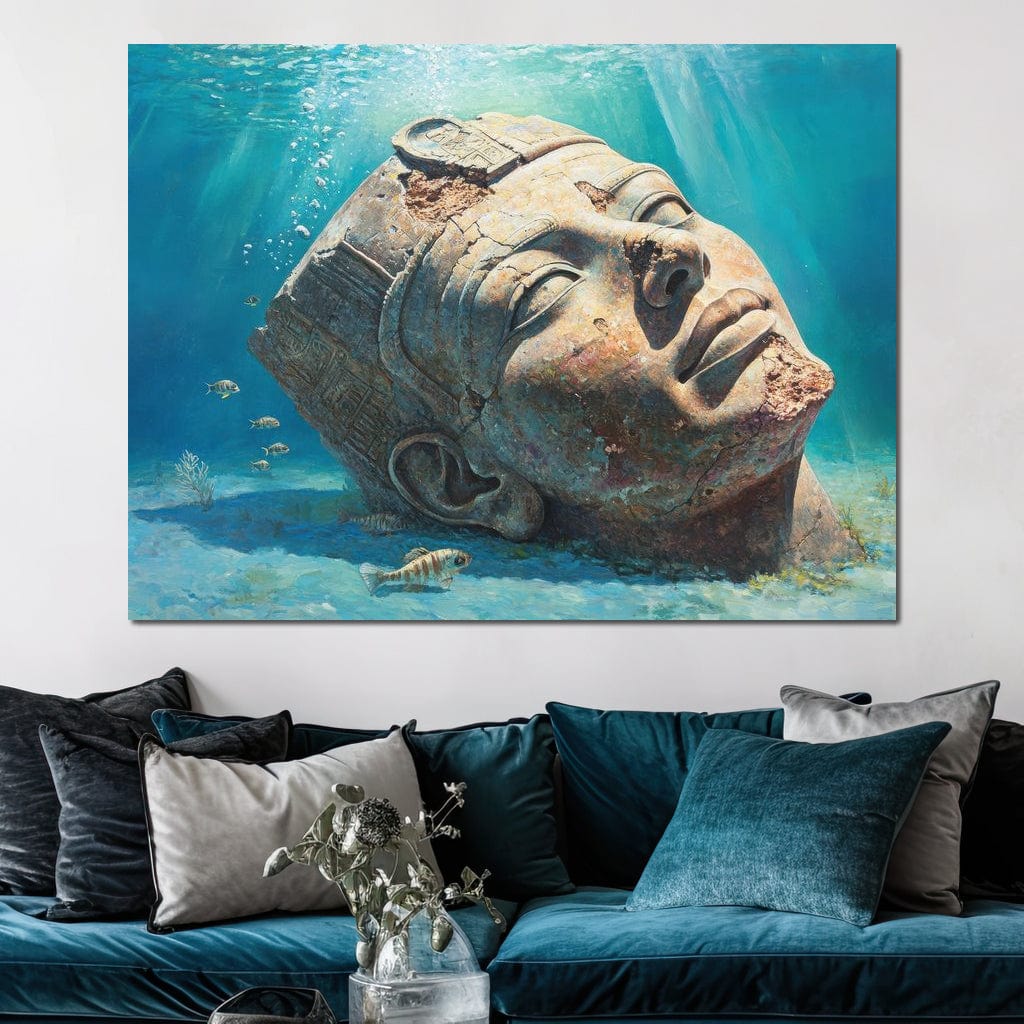 Tablou Canvas Premium, LuxCanva® O1052, Faraonul din Adancuri, Scufundat, Tacere, Liniste, Pierdut, Somn, Ocean, Mostenire, Egipt, Nil, Civilizatie, Timp, Subacvatic, Etern, Birou, Living, Dormitor