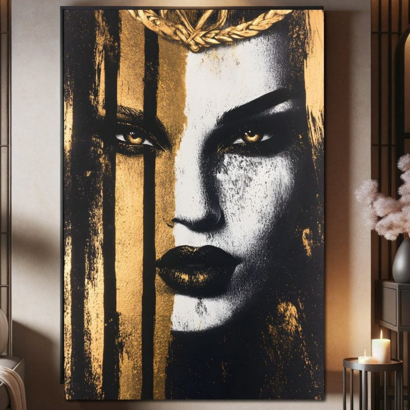 Tablou Canvas Premium, LuxCanva® G1147, Forta Unei Priviri, Privire, Intensa, Texturat, Arta, Mister, Fashion, Lux, Dramatism, Frumusete, Glamour, Metalic, Birou, Living