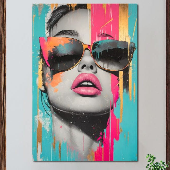 Tablou Canvas Premium, LuxCanva® G1143, Diva Urbana, Pop Art, Street Art, Culori, Ochelari de Soare, Modern, Glam, Club, Distractie, Fashion, Lifestyle, Tinerete, Birou, Living