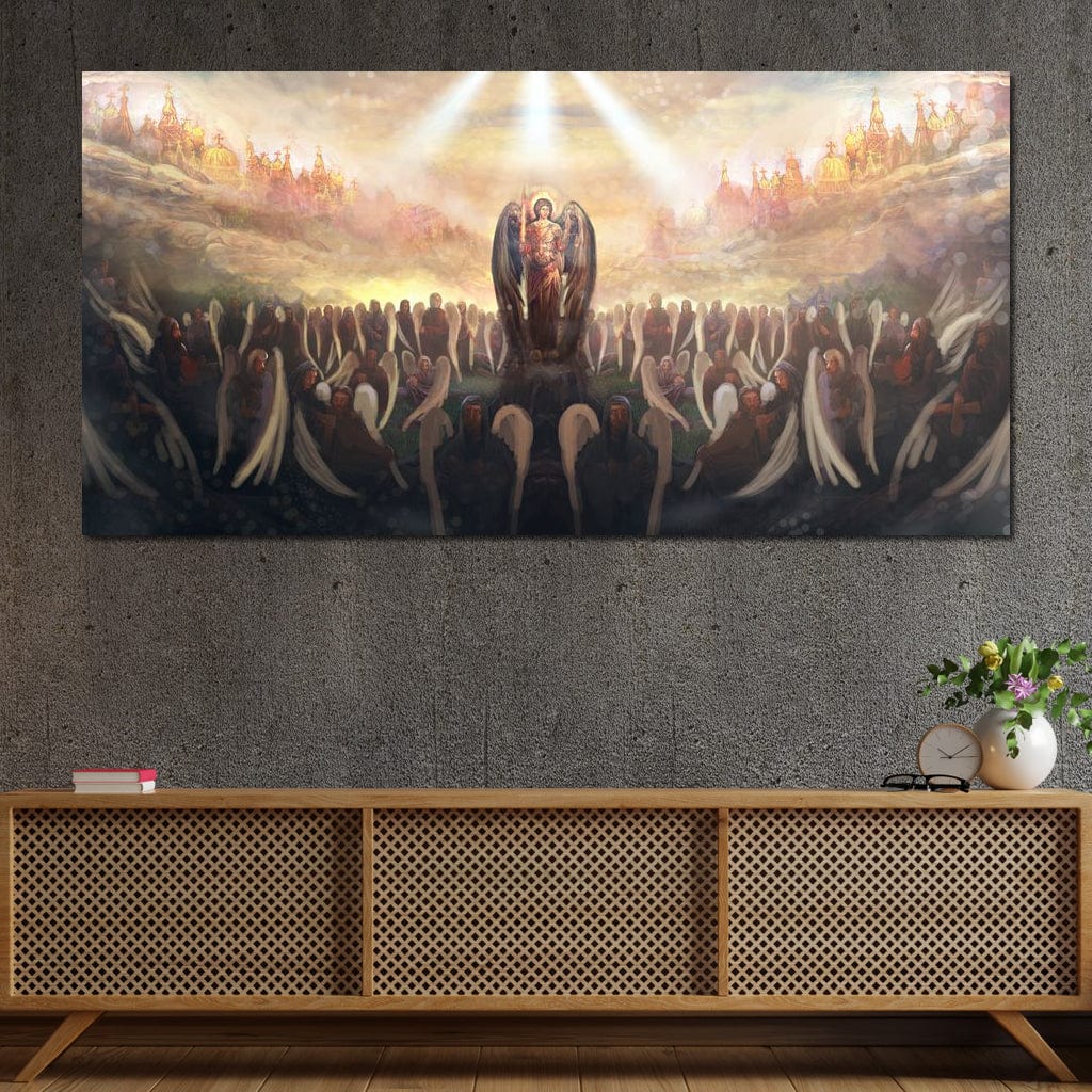 Tablou Canvas Premium LuxCanva® H1025 Oastea Cereasca , Ingeri, Rai, Lumina, Maretie, Divin, Forta, Binecuvantare, Imparatie, Living, Dormitor