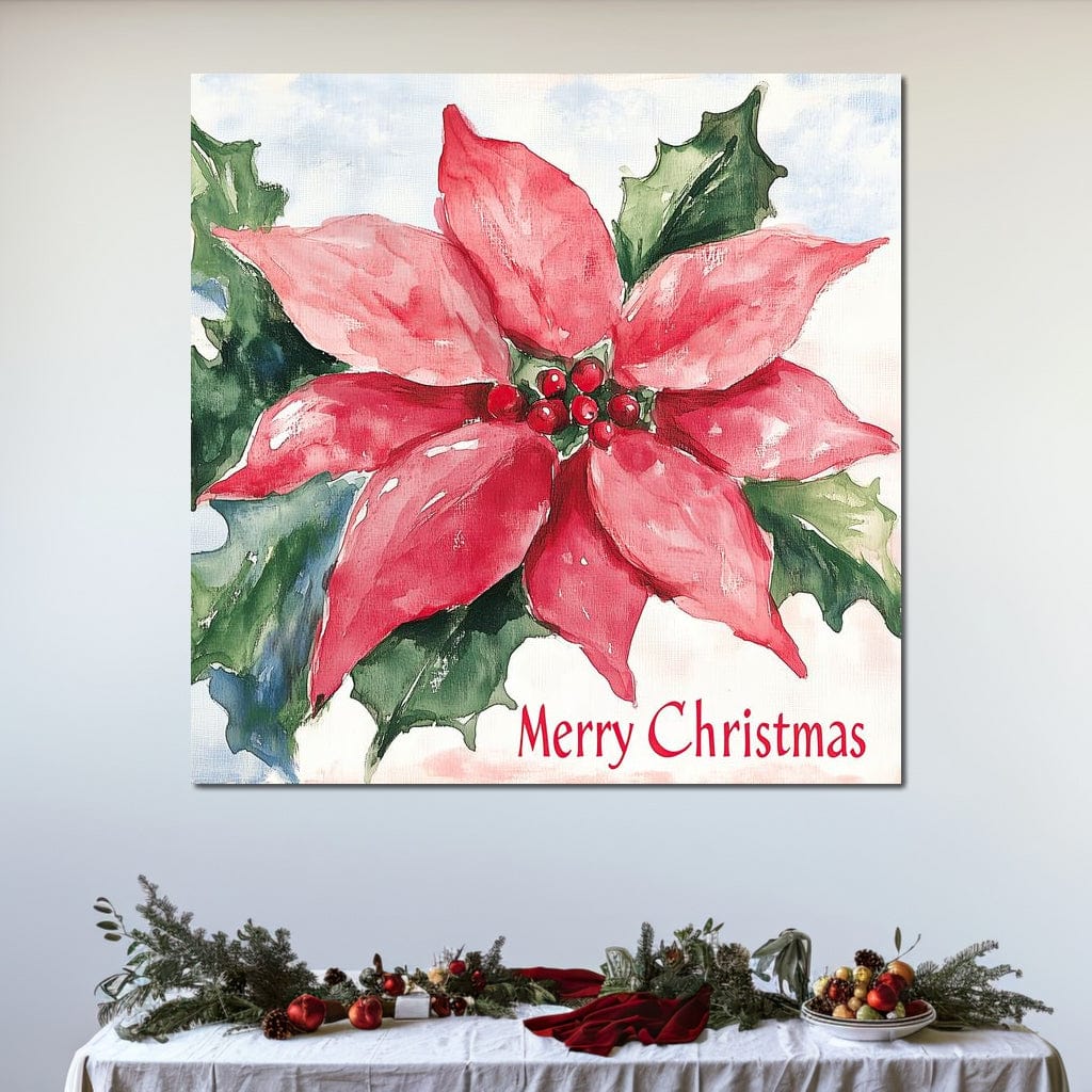 Tablou Canvas Premium LuxCanva® D1011, Sarbatoare Infloritoare , Ghiveci, Floare, Craciunita, Petale, Natura, Living Room, Culori vibrante