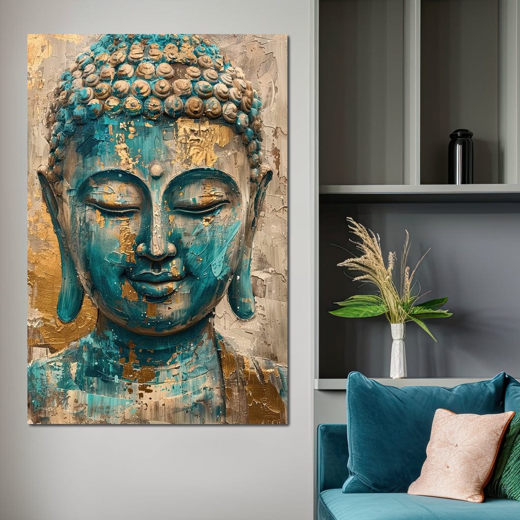 Tablou Canvas Premium LuxCanva® I134, Spiritul Turcoaz, Buddha, Zen, Meditatie, Calm, Armonie, Mistic, Emotie, Pace Interioara, Renastere, Pictura, Arta, Living, Dormitor