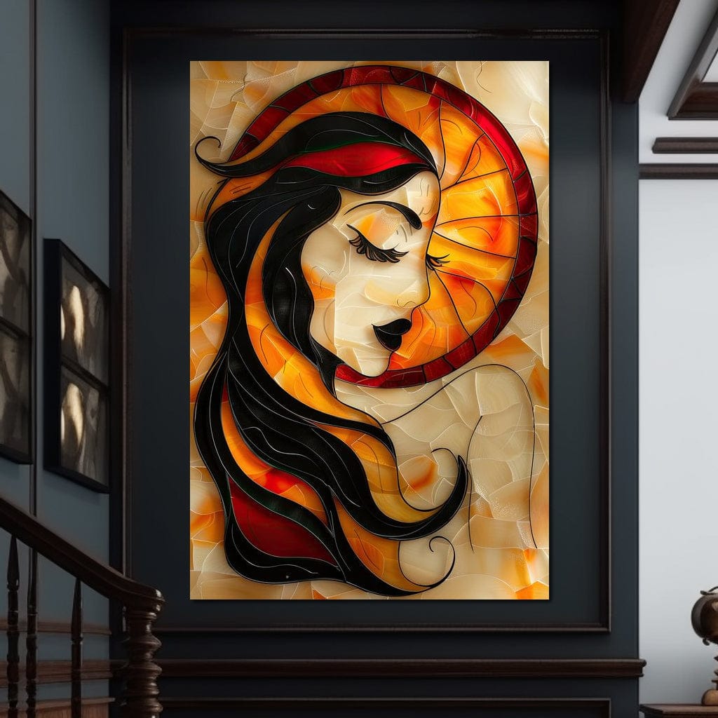 Tablou Canvas Premium LuxCanva® G1042, Zeita din Vitraliu , Soare, Aurora, Vis, Stralucire, Contemporan, Gotic, Mister, Misticism, Living, Dormitor