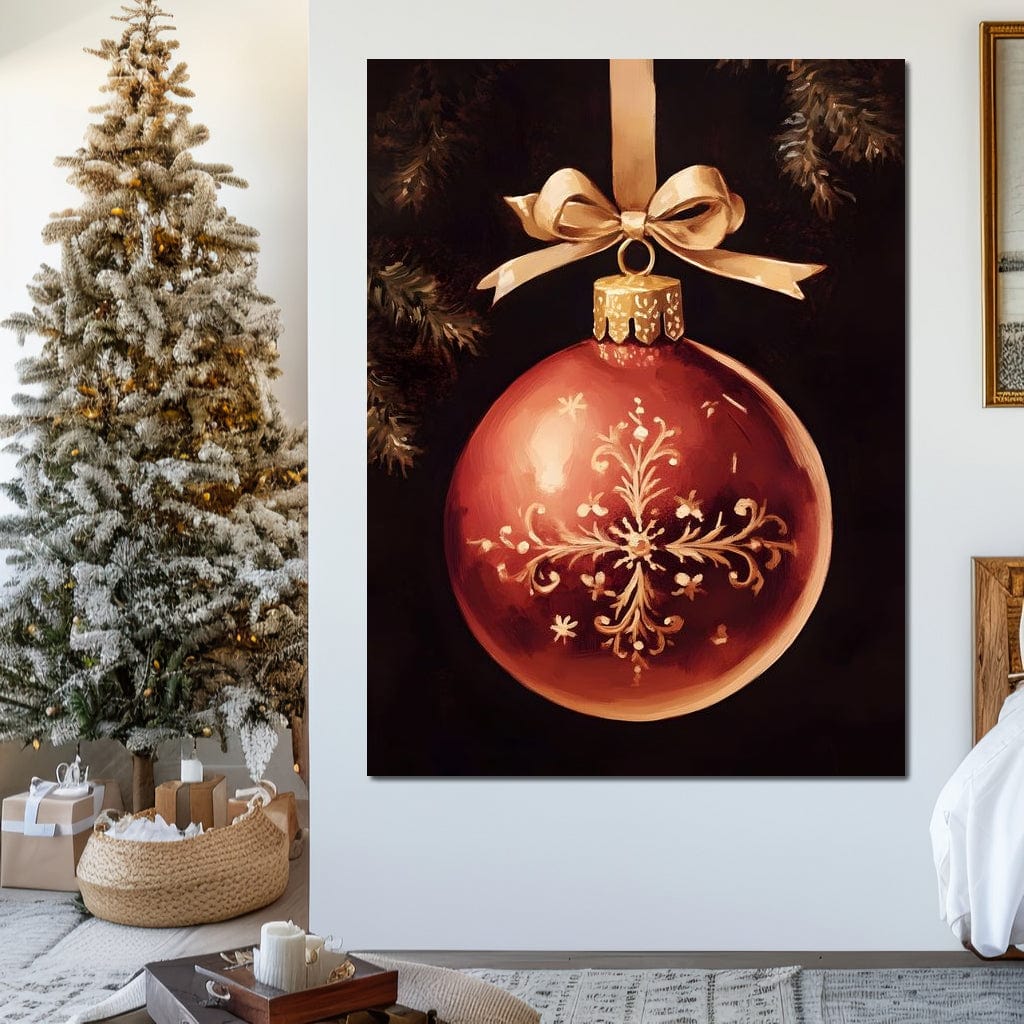 Tablou Canvas Premium, LuxCanva® D1079, Simbol Regal, Rosu, Festiv, Funda, Aurie, Traditie, Ornament, Detaliu, Lux, Povestire, Anotimp, Frig, Brad, Eleganta, Impodobit, Camera Copil, Living, Dormitor