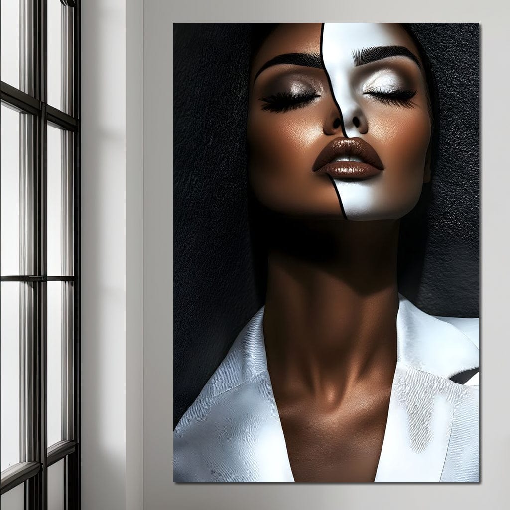 Tablou Canvas Premium, LuxCanva® G1199, Intre Doua Lumi, Armonie, Ruptura, Linie, Destin, Dualitate, Chip, Divizat, Fisura, Linii, Metafora, Echilibru, Alb, Negru, Birou, Living, Dormitor