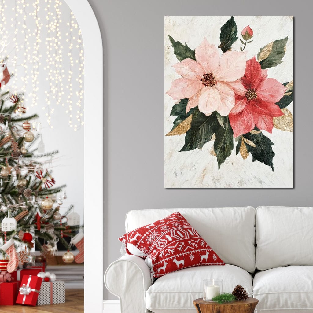 Tablou Canvas Premium LuxCanva® D1053, Aranjament Floral de Sarbatori , Flori, Aranjament, Decor, Craciun, Buchet, Living, Culori vibrante