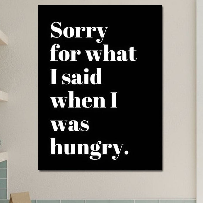 LuxCanva® Tablou Canvas Premium N1164, cu mesaj amuzant "Foamea are Cuvantul", este decorul modern perfect pentru bucătărie, cafenea sau restaurant, aducând un plus de stil și haz pe peretele tău.