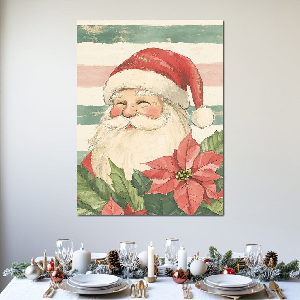 Tablou Canvas Premium LuxCanva® D1054, Mos Craciun, Simbolul Bucuriei ,  Costumatie, Sac, Magie, Zambet, Caciula, Living Room, Culori vibrante