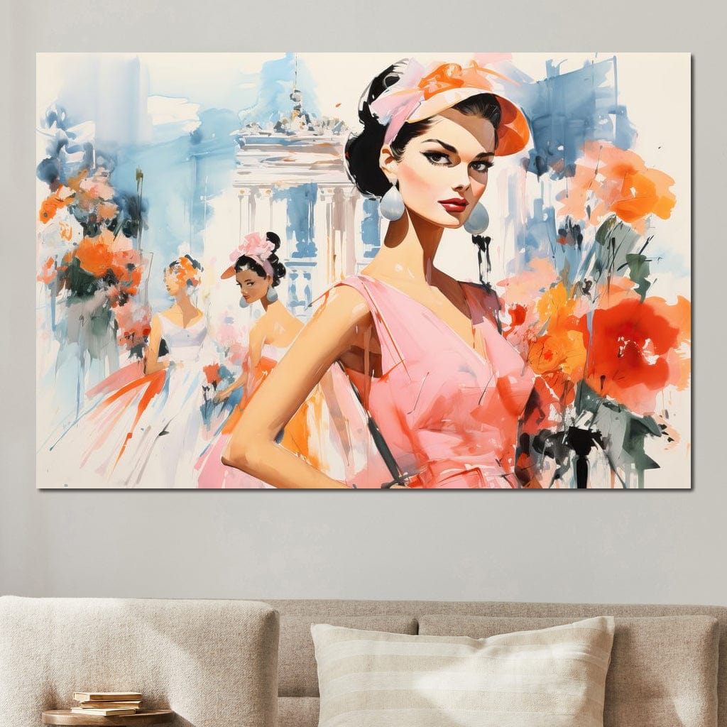 Tablou Canvas Premium, LuxCanva® G1130, O Primavara Retro, Paris, Stil, Eleganta, Femei, Bulevard, Moda, Trecut, Vintage, Rafinament, Living, Dormitor