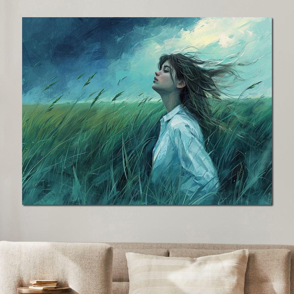 Tablou Canvas Premium, LuxCanva® G1201, Dans cu Cerul, Respiratie, Vant, Fata, Echilibru, Univers, Camp, Cer, Furtuna, Infinit, Pamant, Ritm, Natura, Fire, Iarba, Viata, Birou, Living, Dormitor