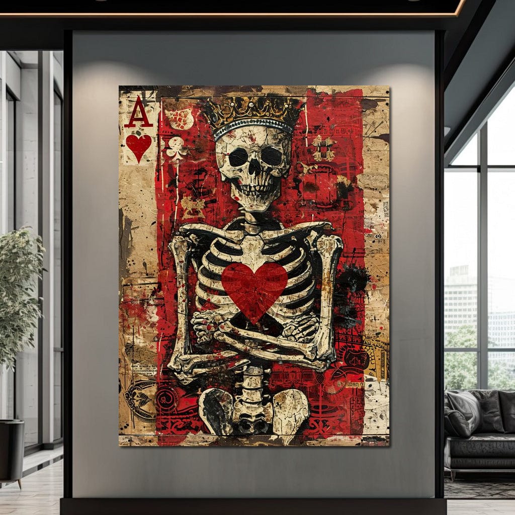 Tablou Canvas Premium LuxCanva® E1055, Regele de Inima Rosie, Carte, Joc, As, Regalitate, Putere, Living Room, Culori vibrante