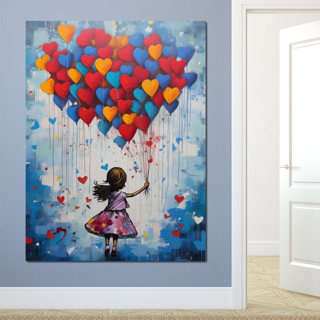 Tablou Canvas Premium LuxCanva® E1019, Inaltarea Inimilor spre Cer, Dor, Fir, Vise, Calatorie, Inimi, Living Room, Culori vibrante