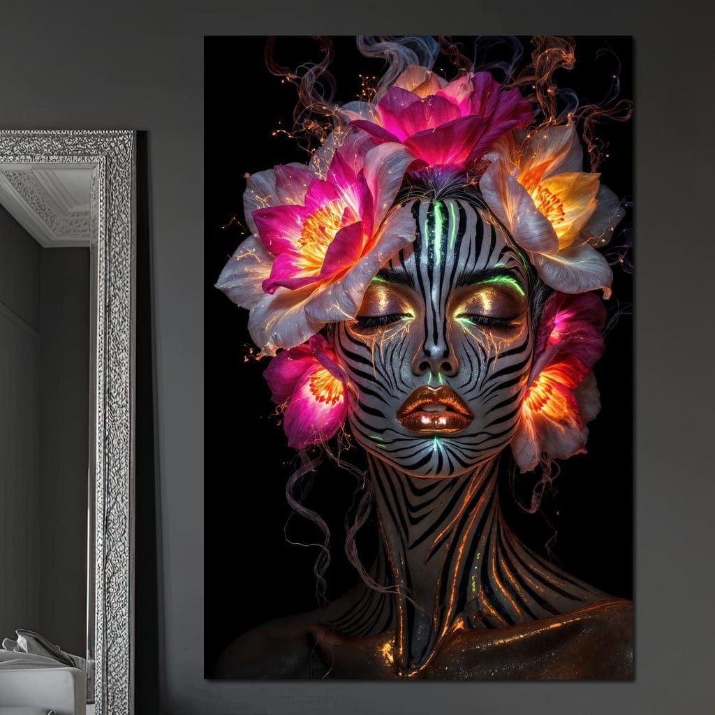 Tablou Canvas Premium, LuxCanva® G1243, Zebra Celesta, Cosmic, Flori, Foc, Nocturn, Spirit, Regina, Lumina, Electric, Metamorfoza, Vis, Flacara, Neon, Mistic, Energie, Tacere, Salon, Living, Dormitor