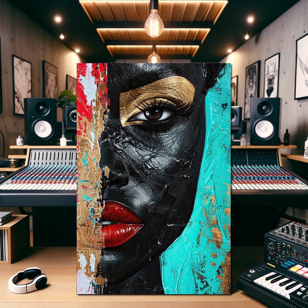 Tablou Canvas Premium LuxCanva® GV1051, Frumusete Rupta, Contrast, Aur, Textura, Abstract, Privire, Stralucire, Chip, Emotie, Living, Dormitor