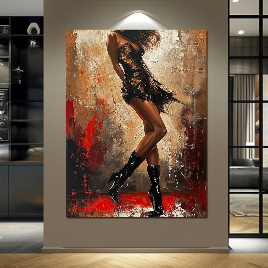 Tablou Canvas Premium LuxCanva® G1018, Femeia Rebela , Ritm, Pasiune, Dans, Rebela, Senzuala, Picioare, Zeita, Living, Dormitor, Culori vibrante